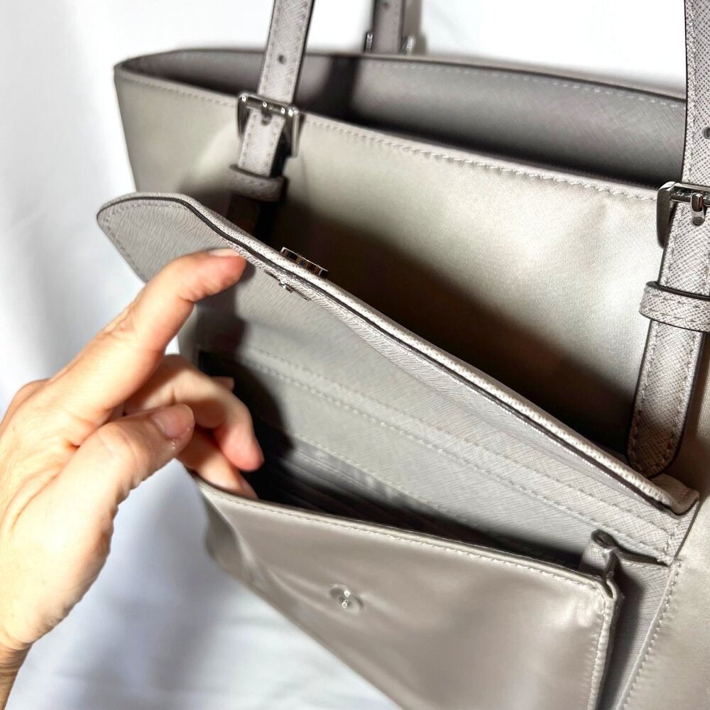 Michael Kors Jet Set Nylon Large Tote/Satchel/Shoulder Purse-Light Gray-Adjust - Picture 6 of 16